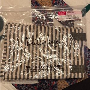 Thirty-One Black and White Striped Pouch